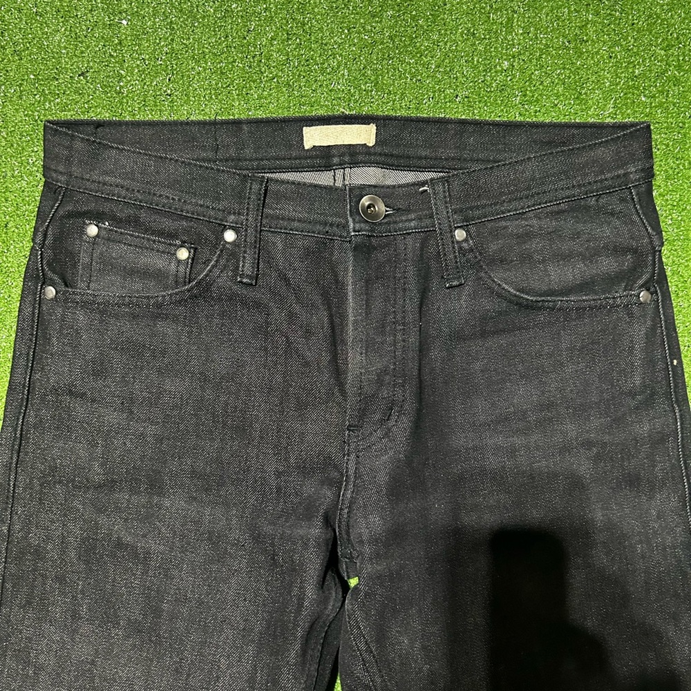 Unbranded Brand Jeans Mens 32 Black UB304 Straight Fit 14.5 oz Selvedge Raw - Picture 2 of 8